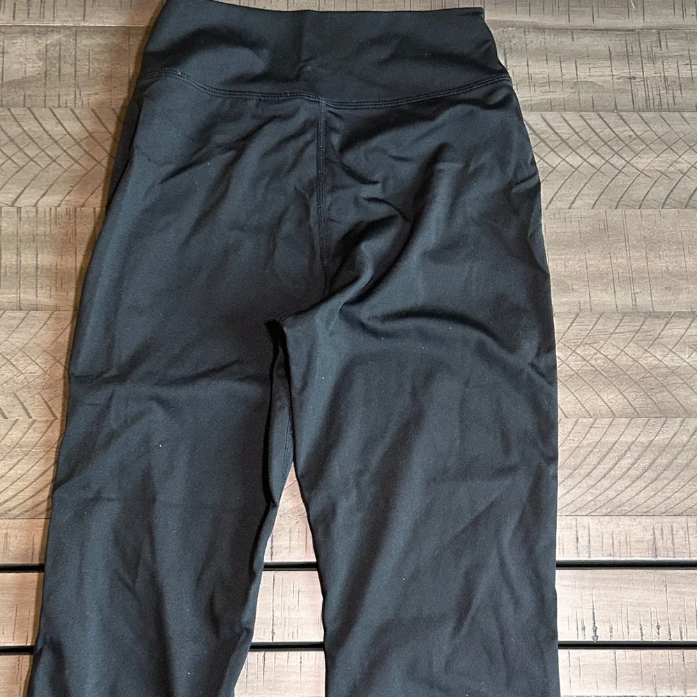 Girls Black Performance Leggings wide flare leg crossover waist
